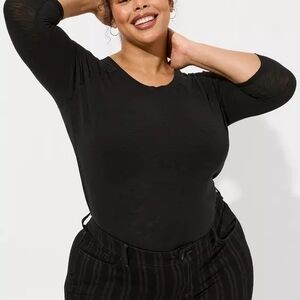 🖤 Torrid Super Soft Slub Raglan Tee – Deep Black 🖤